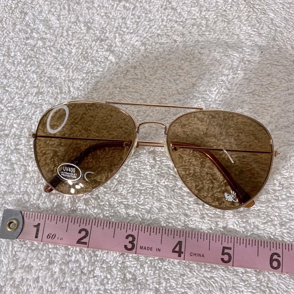 Women’s Gold Frame Brown Lens Aviator Sunglasses - Picture 4 of 14